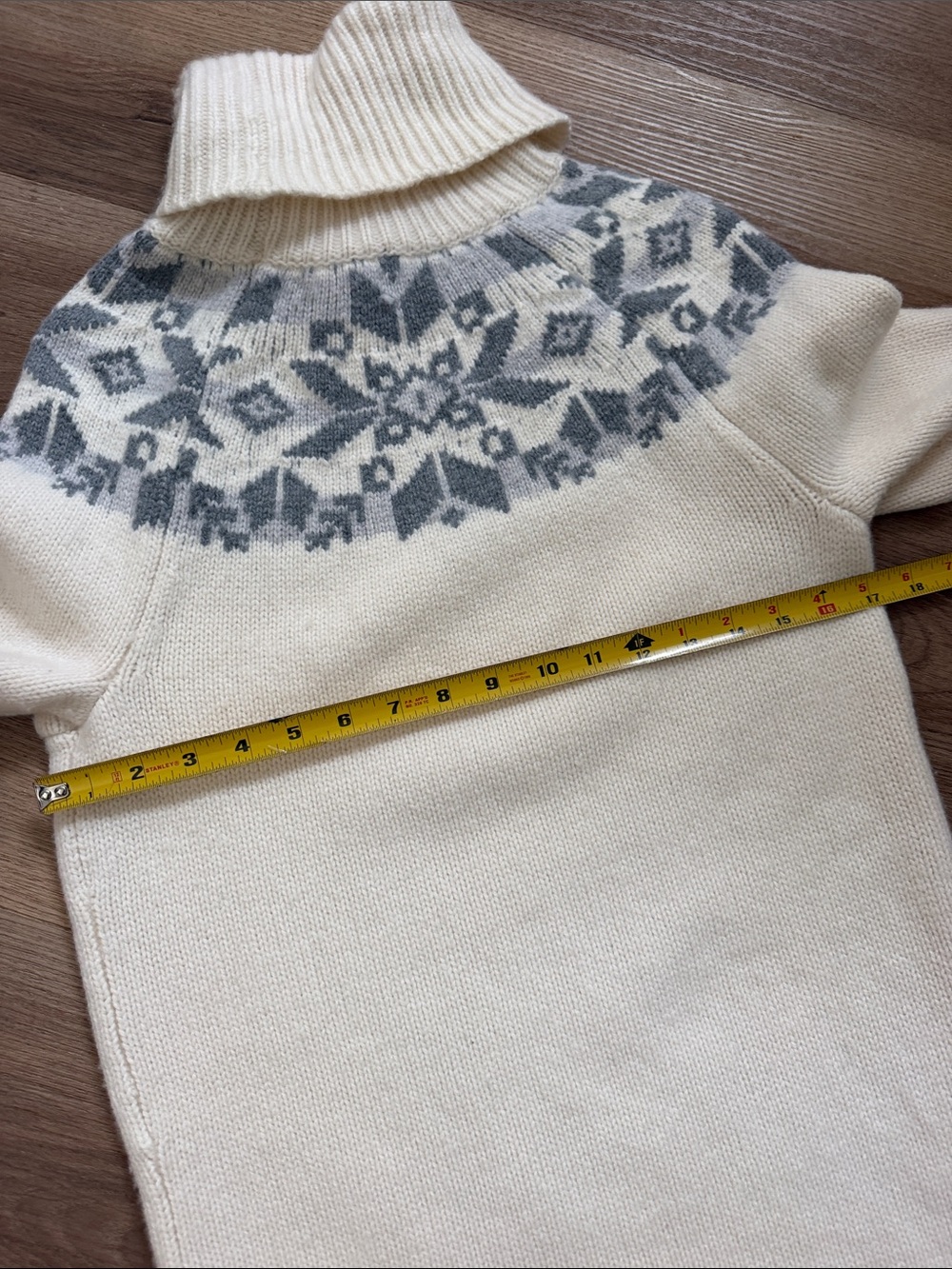 Lauren Ralph Lauren Turtleneck Wool Blend Sweater Dress Cream Fair Isle Small - Picture 8 of 8
